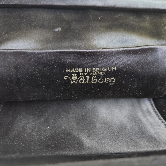 Walborg Vintage Beaded Evening Clutch Purse Black with Gold Handmade in Belgium - Picture 8 of 16